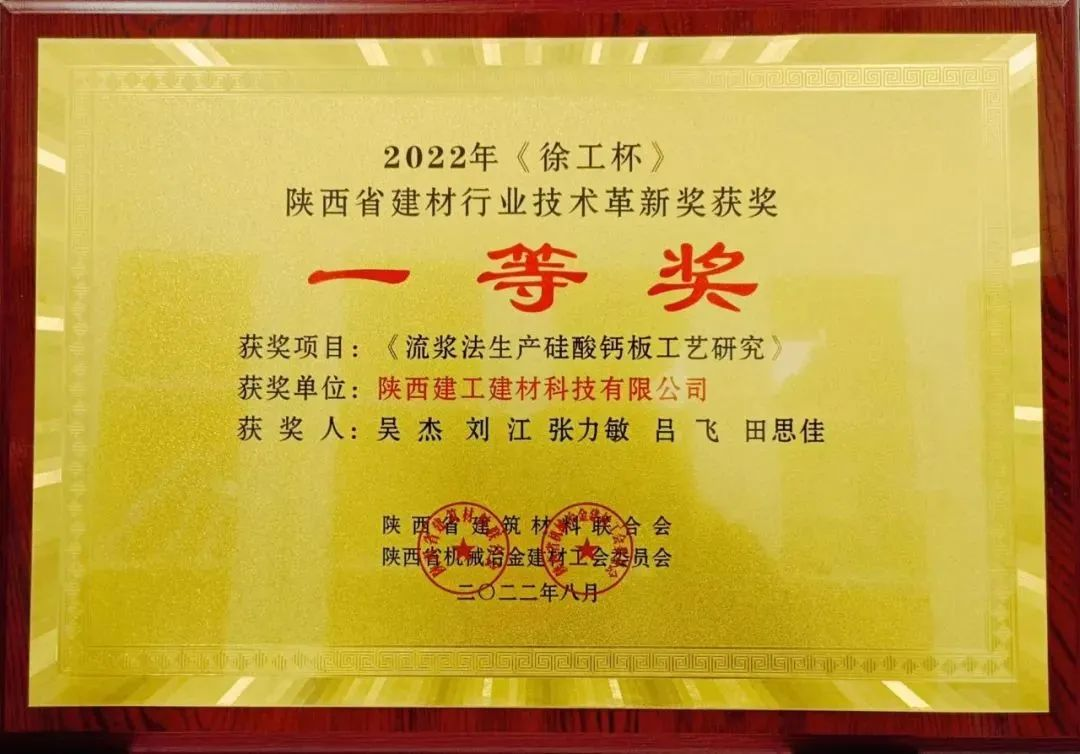 喜報(bào)丨陜建建材科技公司榮獲2022年度《徐工杯》陜西省建材行業(yè)技術(shù)革新一等獎